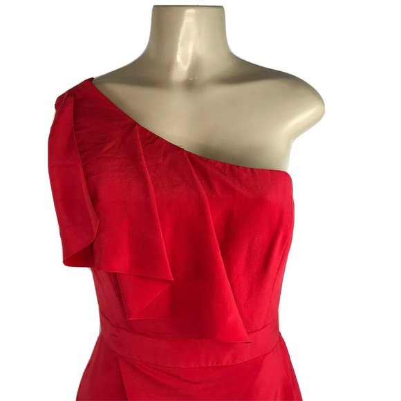 Shoshanna Red One-Shoulder Mini Dress - Picture 4 of 13